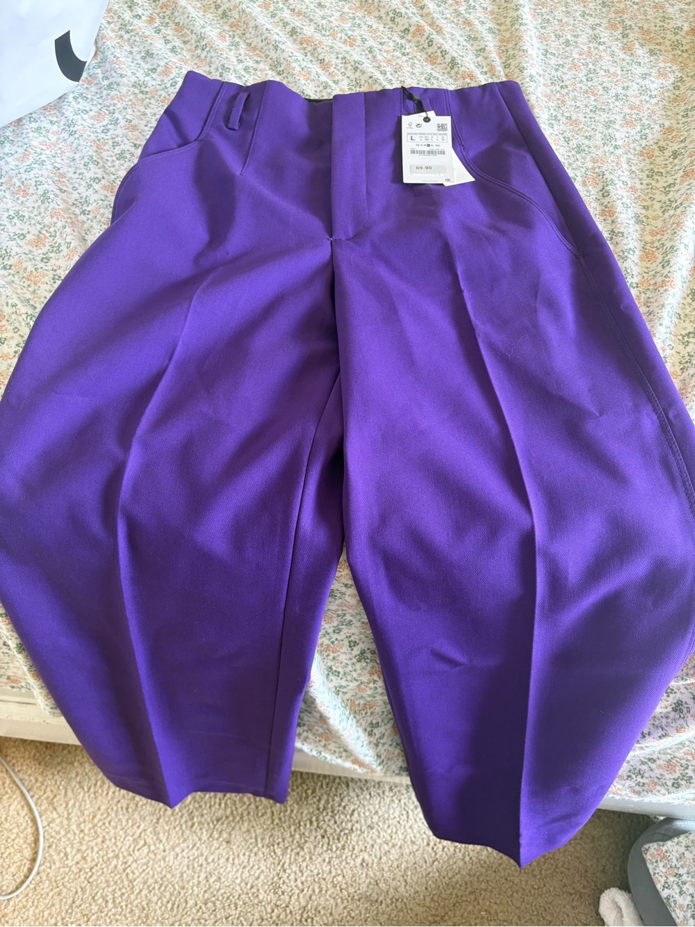 Zara Violet High-Rise Wide-Leg Trousers